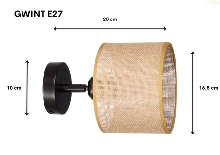 Kinkiet metalowy regulowany juta abażur Natural boho 1xE27