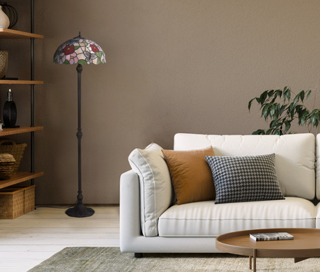 Wielobarwna lampa podłogowa, witraż K-F161386 z serii BUTTERFLY