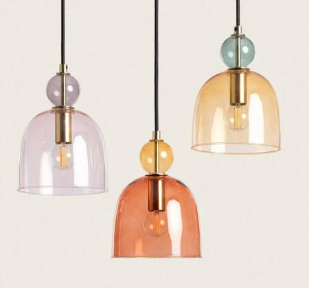 Lampa Wisząca z Metalu i Szkła Mono-Baudelaire 1xE14 Bursztynowy