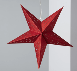 Świąteczna gwiazda tekturowa 60cm czerwona na baterie