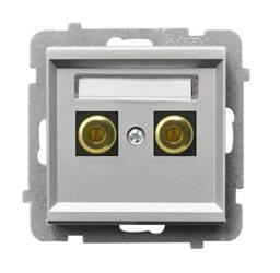 Gniazdo głośnikowe pojedyncze Ospel Sonata Srebny Mat