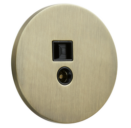 Gniazdo TV/RJ45 podtynkowe okrągłe metalowe TOGGLICA ROUND  patyna szczotkowana