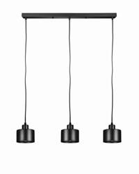 Lampa wisząca listwa potrójna wiszące kubełki czarna