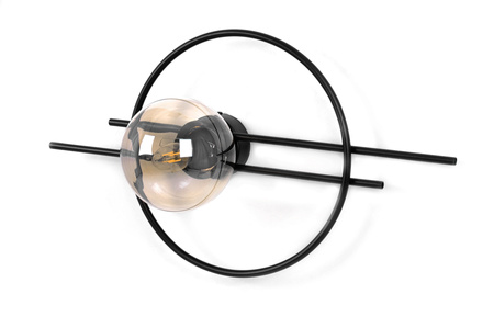 Czarna lampa ścienna z bursztynowym kloszem K-5345 z serii CORSA