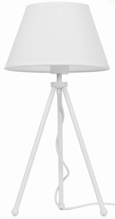 Lampa stołowa biała NEPTUN Mini z białym abażurem Karo i włącznikiem