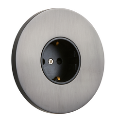 Gniazdo schuko podtynkowe okrągłe metalowe TOGGLICA ROUND grafit szczotkowany