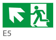 Piktogram WYJŚCIE W LEWO W GÓRĘ - E5 (300X150mm) / 98002
