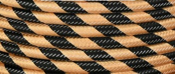 Dekoracyjny Przewód w oplocie SERPENTYNA  czarno - mosiężny kabel 2x0,75