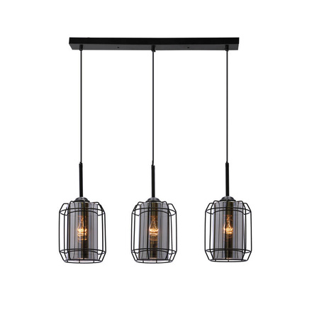 Lampa wisząca Jonera czarna 3xE27 klosz dymiony 33-08435