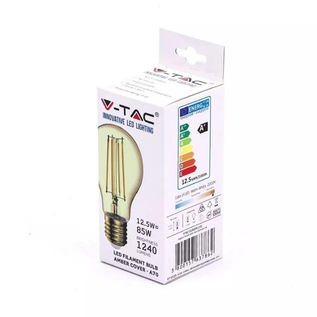 Żarówka LED V-TAC 12.5W Filament E27 A70 Bursztynowa VT-2123 2200K 1240lm