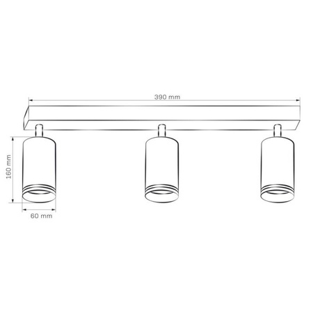 Lampa ścienno-sufitowa PARIS 3 GU10 Czarna