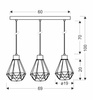 Lampa wisząca listwa czarno-złota 3 Primo 33-00231