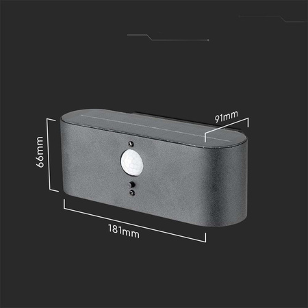 Kinkiet Ogrodowy Ścienny Solarny V-TAC 0.8W LED Czujnik Ruchu IP54 VT-1148 3000K 100lm 3 Lata Gwarancji