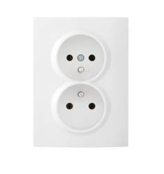 Gniazdo podtynkowe podwójne z bolcem kompletne LOGI biały