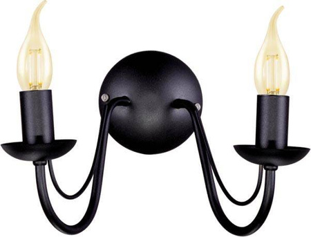 Dwuramienny, czarny kinkiet w stylu rustykalnym K-3994 z serii BARTEZ