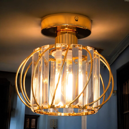 Lampa sufitowa mały złoty plafon Luxury kryształowy ZLA7219