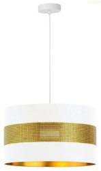 Lampa wisząca z abażurem ażurowa ORO Deluxe biało złota 35cm