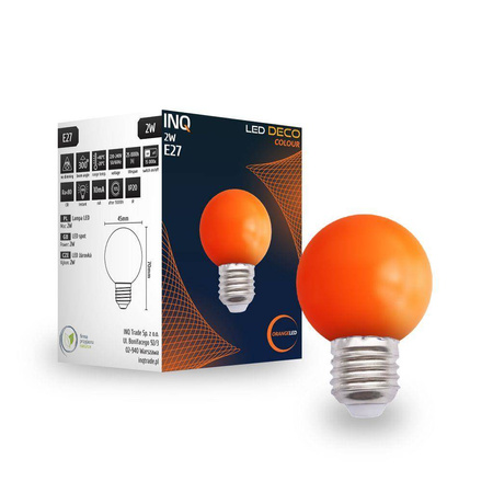 Lampa LED kolor ORANGE  E27 2W