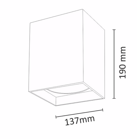 Oprawa sufitowa natynkowa E27 Downlight kwadrat czarna 19cm