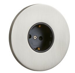 Gniazdo Schuko podtynkowe okrągłe metalowe TOGGLICA ROUND nikiel szczotkowany