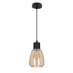 MOLDO lampa wisząca czarny 1x40W E27 klosz bursztynowy