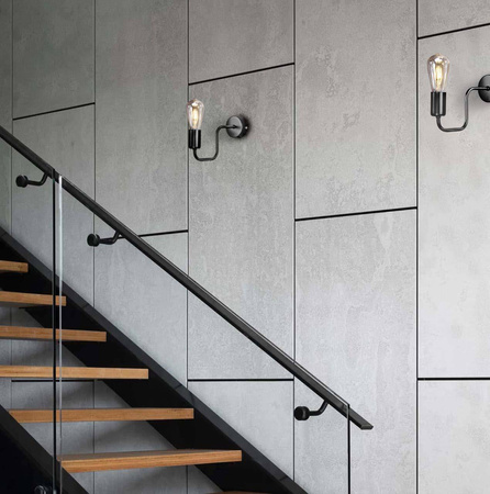 Jednoramienny, industrialny, czarny kinkiet K-3893 z serii SKADI