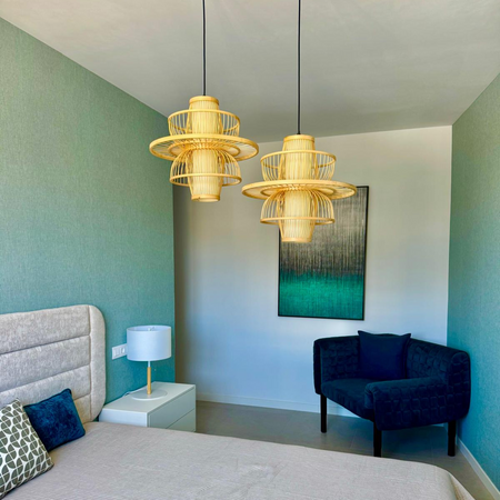 Rattanowa lampa wisząca Astra naturalna 1xE27 Boho