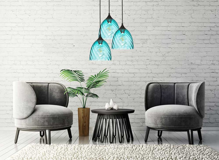 Lampa wisząca szklana niebieska kopuła VELA