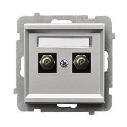 Gniazdo ekwipotencjalne podwójne Ospel Sonata Srebrny Mat