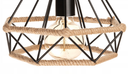 Lampa wisząca Diament przeplatany liną jutową Boho