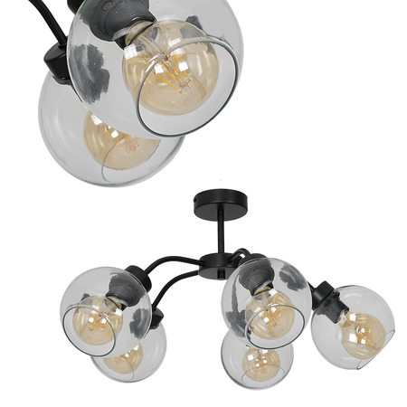 Szklana Lampa sufitowa SOFIA CLEAR 5xE27