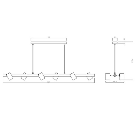 Light prestige Snow 6 linia wisząca czarna LP-731/6L BK
