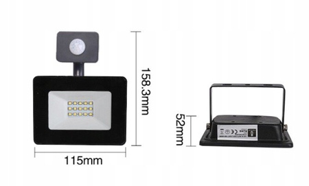Halogen LED 10W z Czujnikiem ruchu naświetlacz 6400K