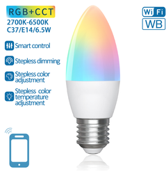 Inteligentna żarówka Smart LED WB  E27 świeczka 6,5W Wi-Fi RGB + CCT