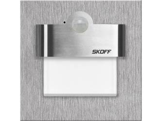Oprawa schodowa Tango LED PIR 120º z czujnikiem ruchu i zmierzchu Skoff 1W 10V DC szlif inox b. niebieska