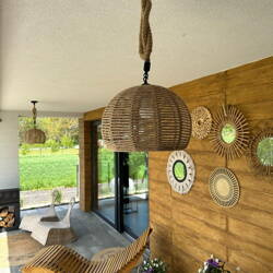 Lampa wisząca jutowa PELOTA boho mała