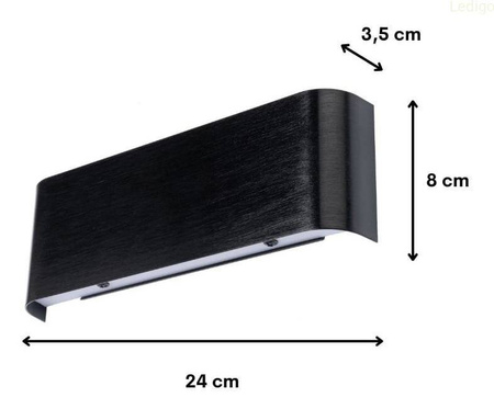 Kinkiet ścienny Slim płaski czarny modern LED 24cm 8W 4000K