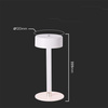 Lampka Biurkowa Nocna V-TAC 3W LED 23cm Ładowanie USB CCT Ściemnianie Biała 