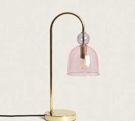 Lampa Stołowa szklana złoty Baudelaire 1xE14 pudrowy róż