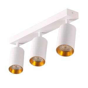 Lampa ścienno-sufitowa MARIBEL 3 GU10 biała + złote pierścienie