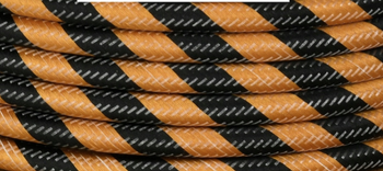 Dekoracyjny Przewód w oplocie SERPENTYNA  czarno - złoty kabel 2x0,75