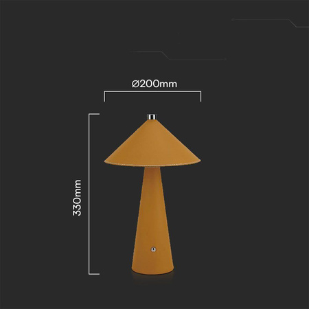 Lampka Biurkowa Nocna V-TAC 3W LED 33cm CCT Ładowanie USB-C Ściemnianie Żółta Skóra 