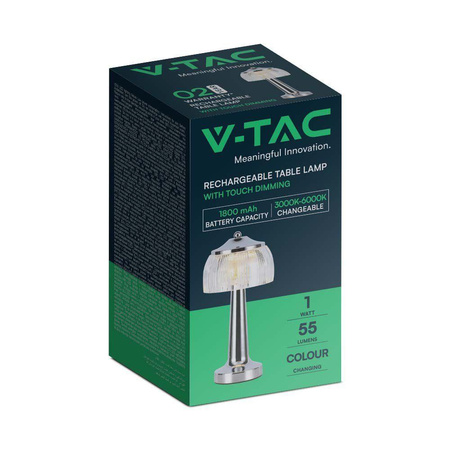 Lampka Biurkowa Nocna V-TAC 1W LED 26cm Ładowanie USB Ściemnianie Złota 