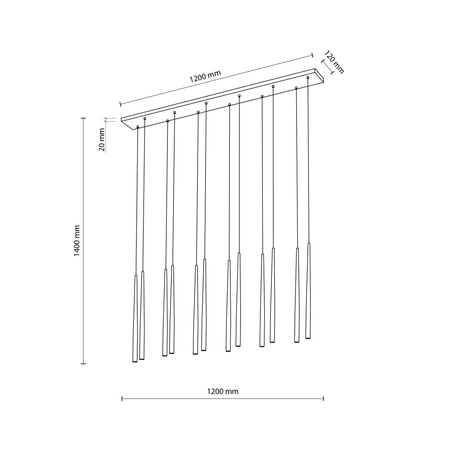 Tk Lighting PIANO BLACK lampa wisząca 12xG9
