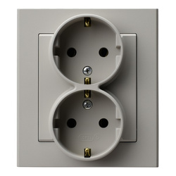 Ospel Sonata Kaszmir Gniazdo podwójne z uziemieniem schuko kompletne z ramką GP-2RS/82