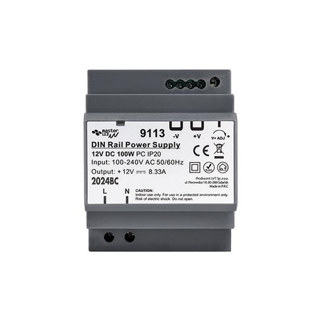 Zasilacz na szynę DIN 12V DC 100W 8.33A IP20
