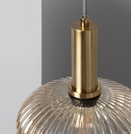Szklana lampa wisząca Basile bursztynowa 1 xE27 złota