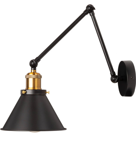 Kinkiet regulowany metalowy klosz stożek NEW Antic Brass