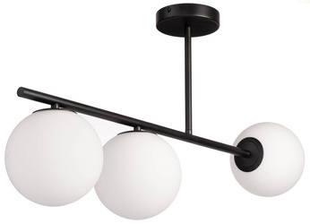 Lampa sufitowa Milano czarna potrójna mleczne kule symetryczne 3xE14