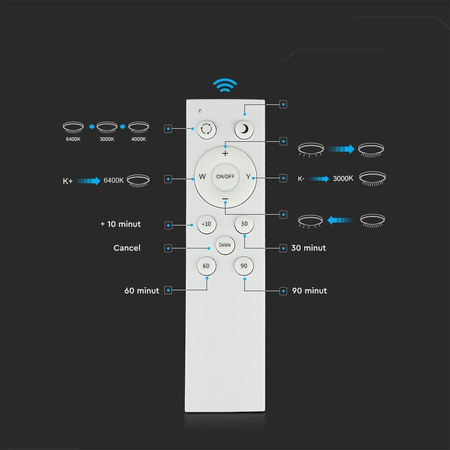 Plafon Sufitowy V-TAC 60W LED Pilot CCT fi.500 Gwiazdy VT-8556 3000K-6500K 6000lm